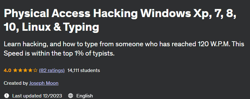 Physical Access Hacking Windows Xp 7 8 10 Linux & Typing