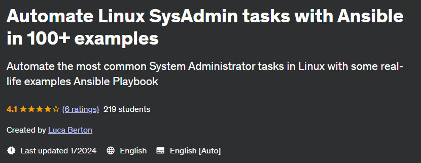 Automate Linux SysAdmin tasks with Ansible in 100 examples