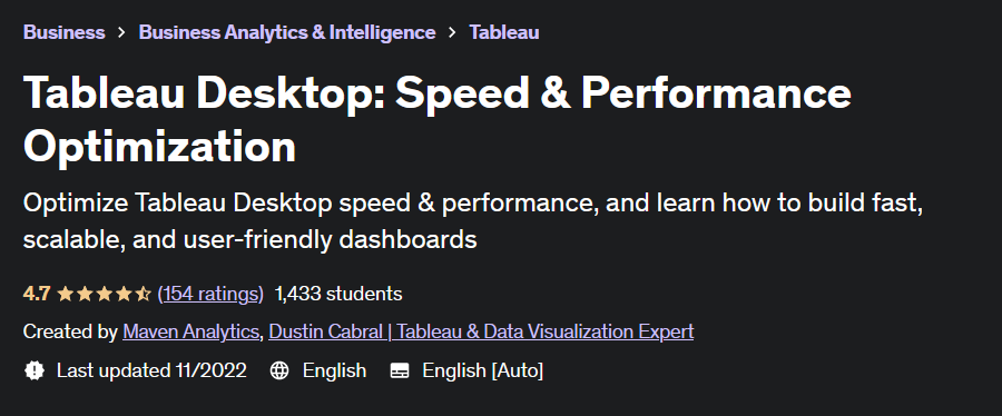 Tableau Desktop: Speed ​​& Performance Optimization