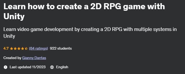 Learn how to create a 2D RPG game with Unity