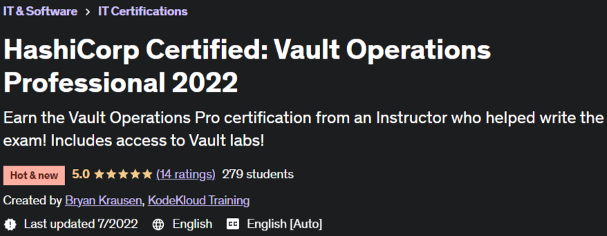 HashiCorp Certified: Vault Operations Professional