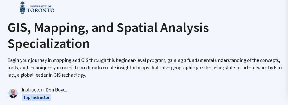 GIS, Mapping, and Spatial Analysis Specialization