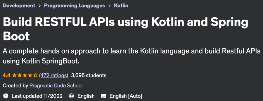 Build RESTFUL APIs using Kotlin and Spring Boot