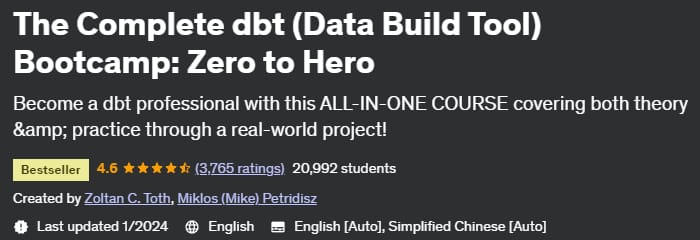 The Complete dbt (Data Build Tool) Bootcamp_ Zero to Hero