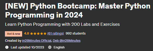 (NEW) Python Bootcamp: Master Python Programming in 2024