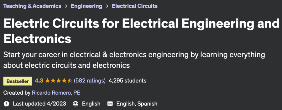 Electric Circuits for Electrical Engineering and Electronics