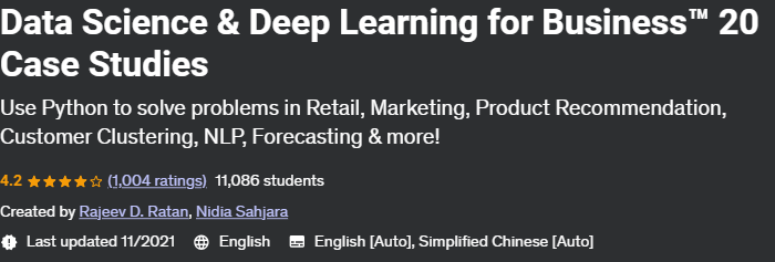 Data Science & Deep Learning for Business 20 Case Studies