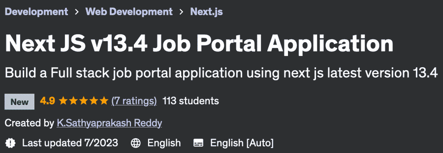 Next JS v13.4 Job Portal Application