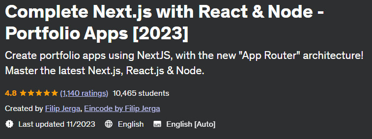 Complete Next.js with React & Node - Portfolio Apps (2023) 