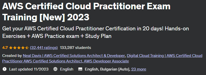 AWS Certified Cloud Practitioner Exam Training (New) 2023