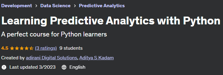 Learning Predictive Analytics with Python 