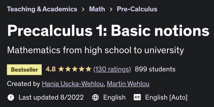 Precalculus 1: Basic notions