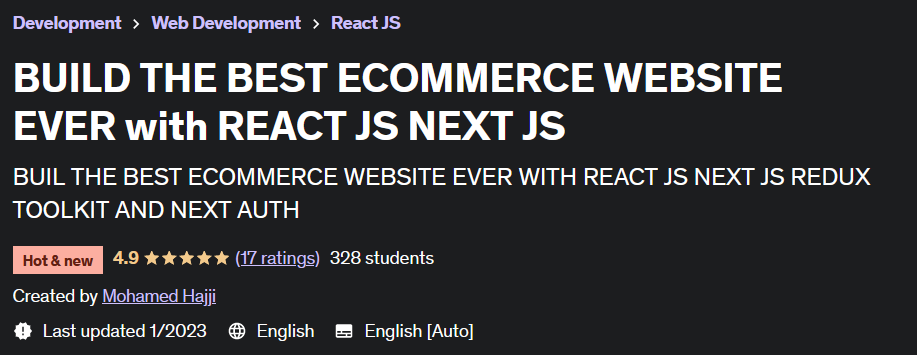 BUILD THE BEST ECOMMERCE WEBSITE EVER with REACT JS NEXT JS