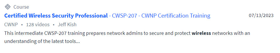 Certified Wireless Security Professional (CWSP-207) Online Training 