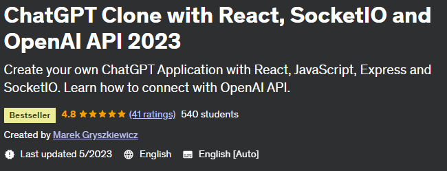 ChatGPT Clone with React, SocketIO and OpenAI API 2023