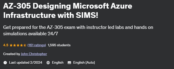 AZ-305 Designing Microsoft Azure Infrastructure with SIMS!