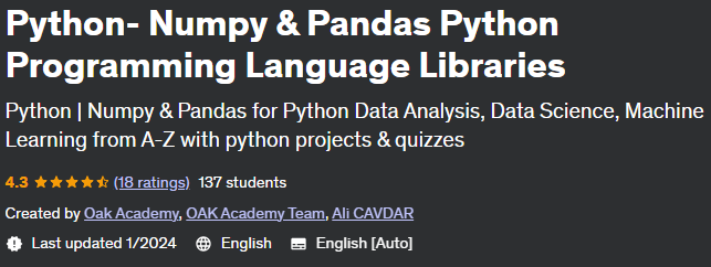 Python - Numpy & Pandas Python Programming Language Libraries