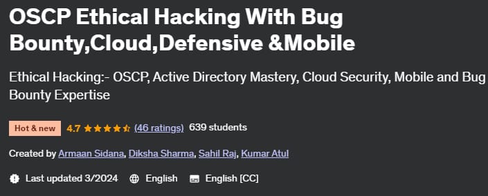 OSCP Ethical Hacking With Bug Bounty, Cloud, Defensive & Mobile