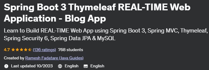 Spring Boot 3 Thymeleaf REAL-TIME Web Application - Blog App