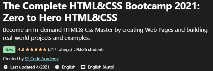 The Complete HTML&CSS Bootcamp 2021 Zero to Hero HTML&CSS