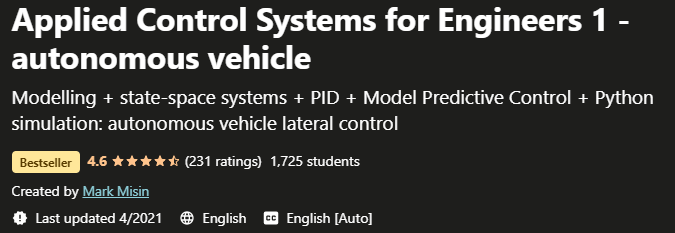 Applied Control Systems for Engineers 1 - autonomous vehicle