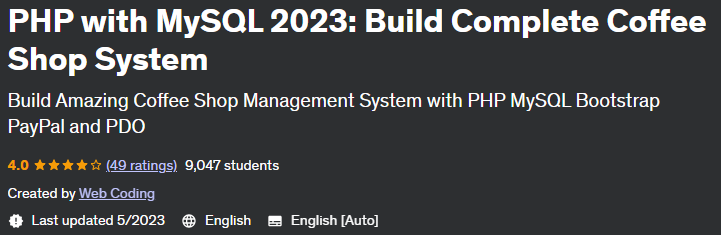 PHP with MySQL 2023: Build Complete Coffee Shop System