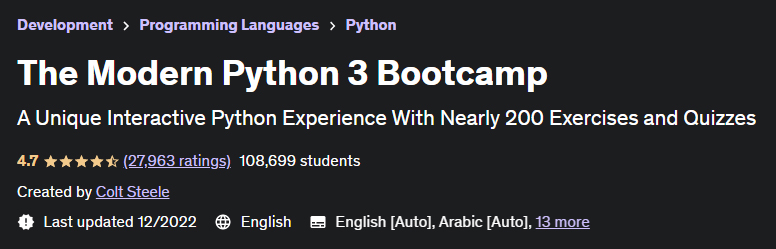 The Modern Python 3 Bootcamp