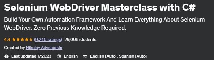 Selenium WebDriver Masterclass with C#