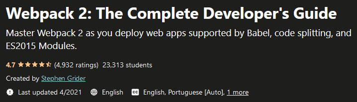Webpack 2: The Complete Developer's Guide