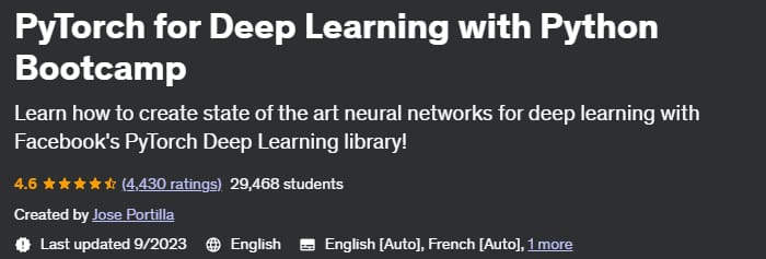 PyTorch for Deep Learning with Python Bootcamp