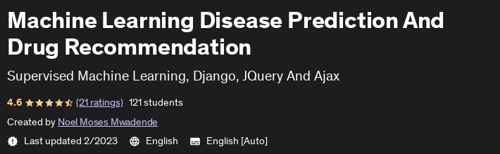 Machine Learning Disease Prediction And Drug Recommendation