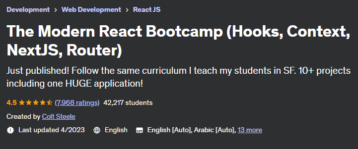 The Modern React Bootcamp (Hooks, Context, NextJS, Router)