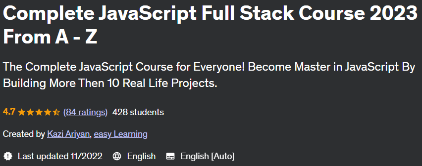 Complete JavaScript Full Stack Course 2023 From A - Z 