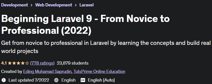 Beginning Laravel 9 - From Novice to Professional