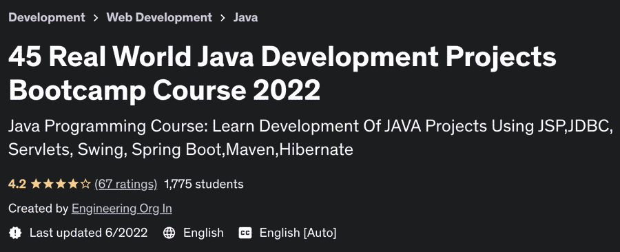 45 Real World Java Development Projects Bootcamp Course 2022