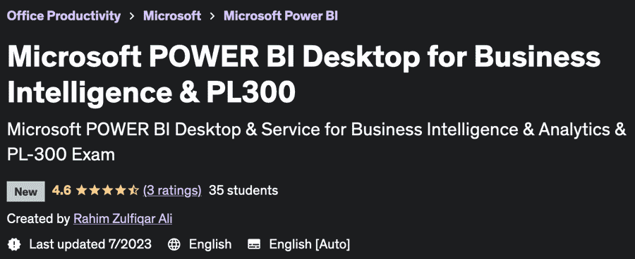 Microsoft POWER BI Desktop for Business Intelligence & PL300