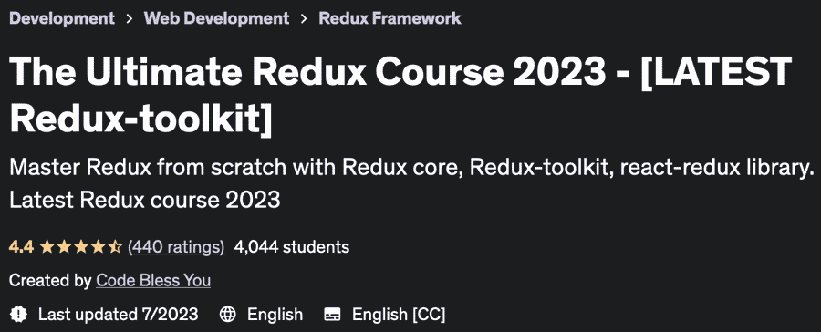 The Ultimate Redux Course 2023 - (LATEST Redux-toolkit)