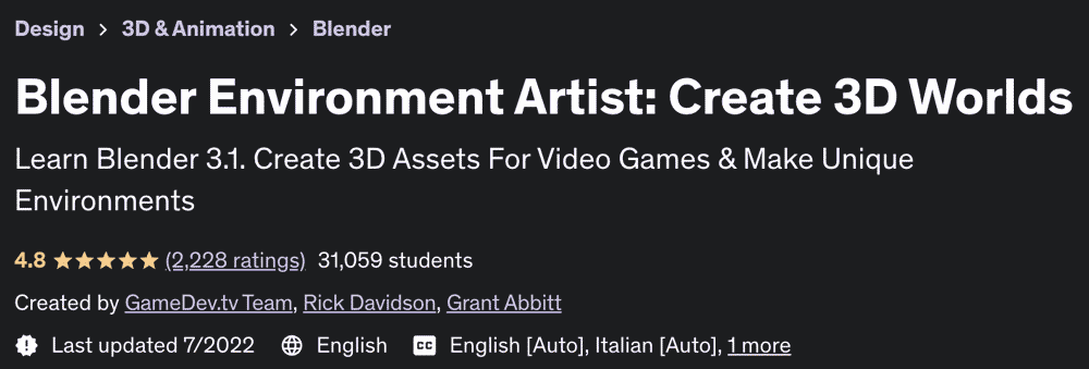Blender Environment Artist: Create 3D Worlds