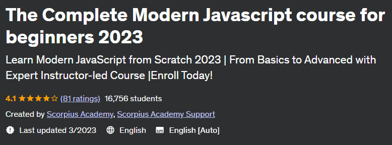 The Complete Modern Javascript course for beginners 2023 