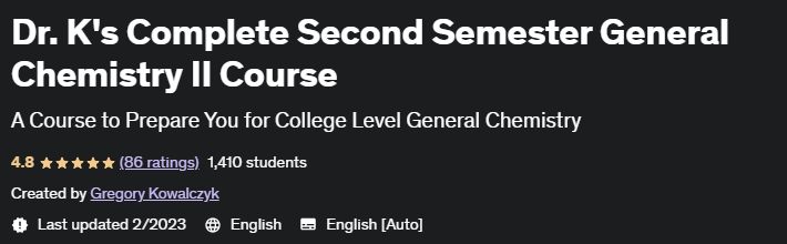 Dr.  K's Complete Second Semester General Chemistry II Course