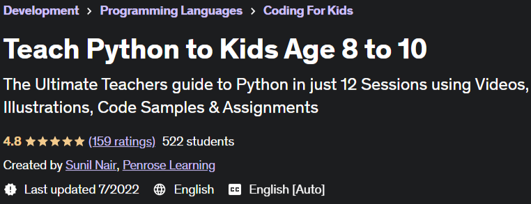 Teach Python to Kids Age 8 to 10