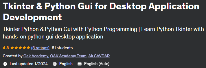 Tkinter & Python Gui for Desktop Application Development