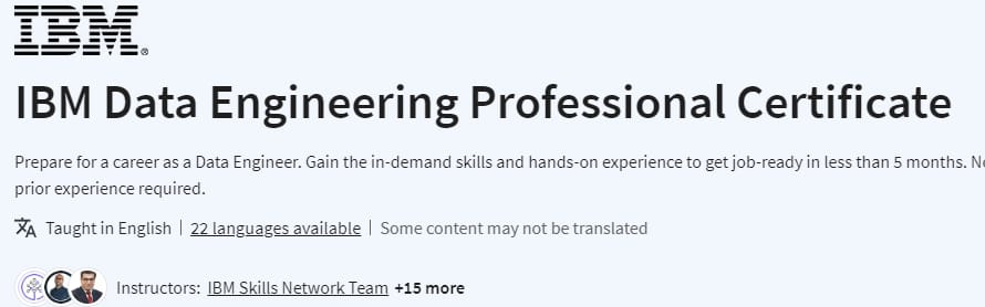 IBM Data Engineering Professional Certificate