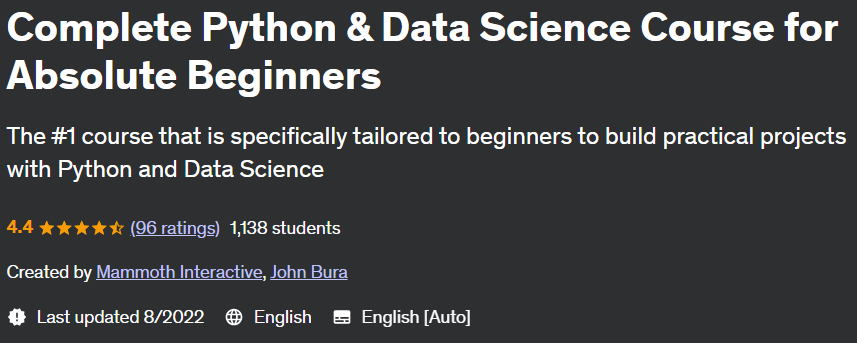 Complete Python & Data Science Course for Absolute Beginners