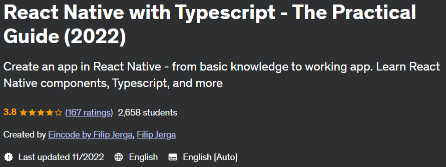 React Native with Typescript - The Practical Guide