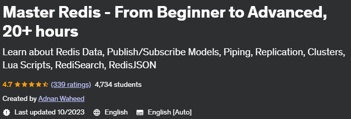 Master Redis - From Beginner to Advanced, 20+ hours