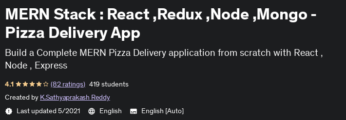 MERN Stack: React, Redux, Node, Mongo - Pizza Delivery App