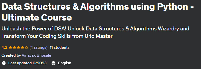Data Structures & Algorithms using Python - Ultimate Course