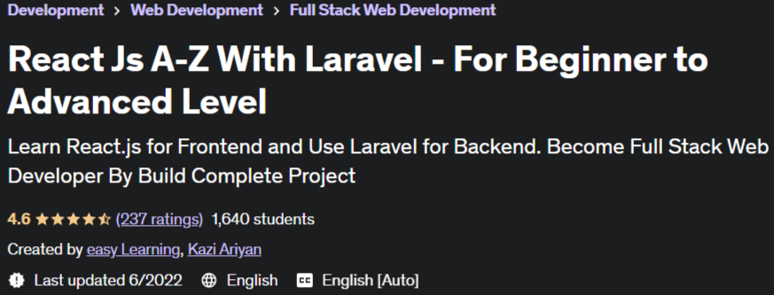 React Js AZ With Laravel - Build Complete Real Life Project