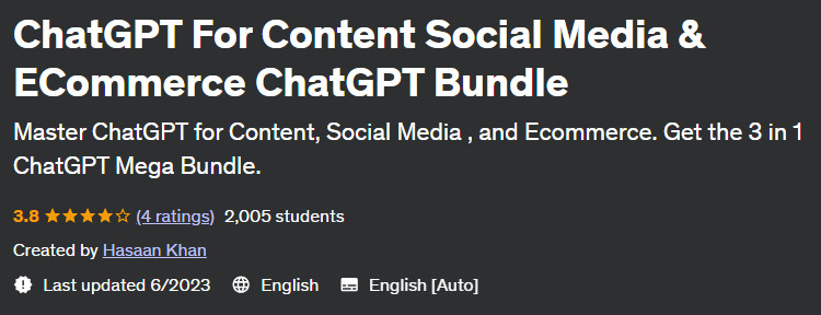 ChatGPT For Content Social Media & ECommerce ChatGPT Bundle 